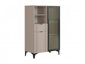 Комод 2 со стеклом Рич (кашемир/фрапучино матовый/черный) в Мошково - moshkovo.mebel-nsk.ru | фото