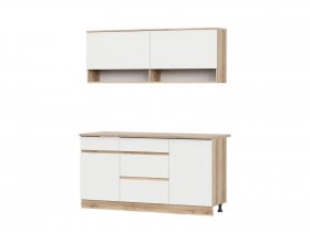 Кухонный гарнитур 1,6м Брауни (дуб делано/белый) в Мошково - moshkovo.mebel-nsk.ru | фото