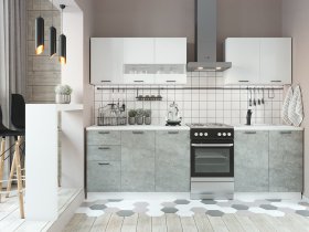 Кухонный гарнитур Дуся 2,0 м (белый глянец/цемент) в Мошково - moshkovo.mebel-nsk.ru | фото