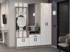 Модульная прихожая Вега (дуб крафт серый/белый) в Мошково - moshkovo.mebel-nsk.ru | фото