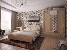 Модульная спальня Виктория-1 (дуб сонома) в Мошково - moshkovo.mebel-nsk.ru | фото
