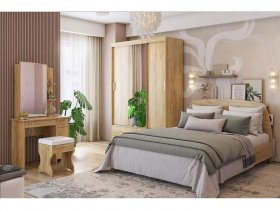 Модульная спальня Виктория-1 (дуб крафт золотой) в Мошково - moshkovo.mebel-nsk.ru | фото