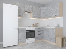 Модульная угловая кухня 1,4м*2,1м Лада (цемент) в Мошково - moshkovo.mebel-nsk.ru | фото
