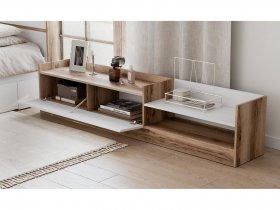 Тумба под ТВ Брауни (дуб делано/белый) в Мошково - moshkovo.mebel-nsk.ru | фото