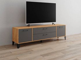 Тумба под ТВ Парус-13 (дуб крафт золотой/графит серый) в Мошково - moshkovo.mebel-nsk.ru | фото